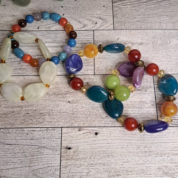 Accessories - SET OF 4 Multicolored Lucite Beaded Bracelets